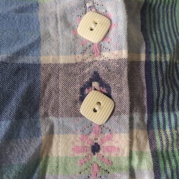 Vintage Cabin Creek Blue Plaid Heart Motif Soft Girl Button Front Shirt Medium - Picture 5 of 7